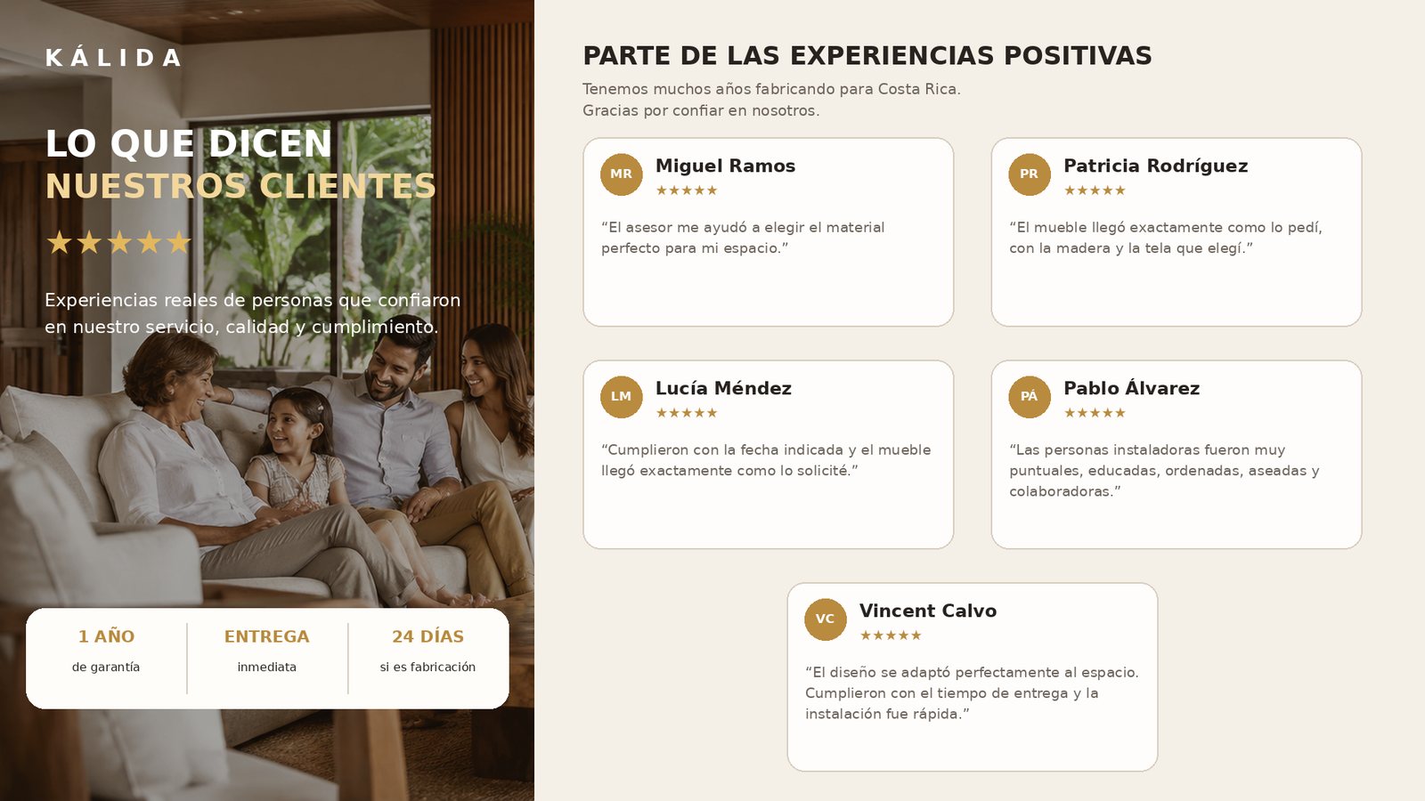 Comentarios de clientes de Kalida